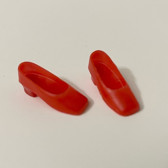 Vintage Barbie Red Square Toe Shoes Korea - Picture 1 of 12